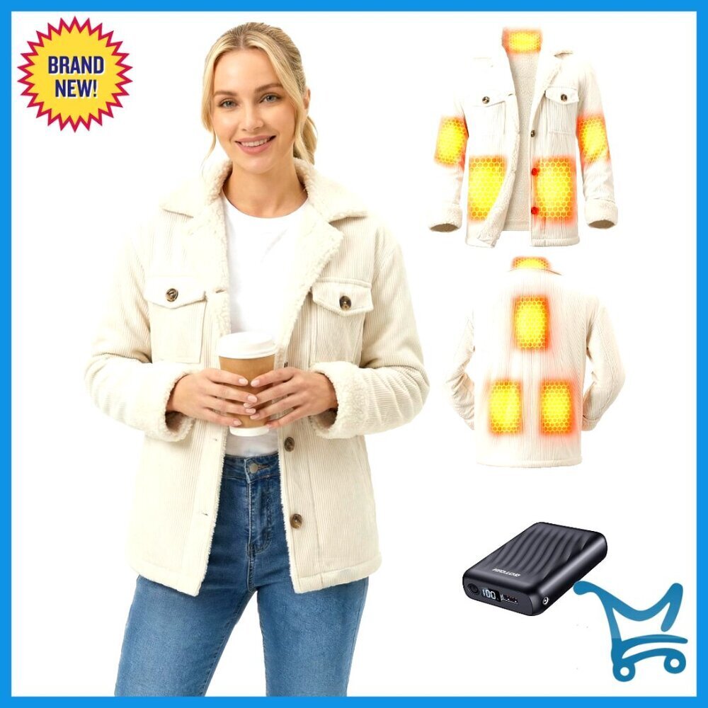 Heated Fleece Jacket Women's Sherpa Lined Outdoor Winter Wear Adjustable Warmth